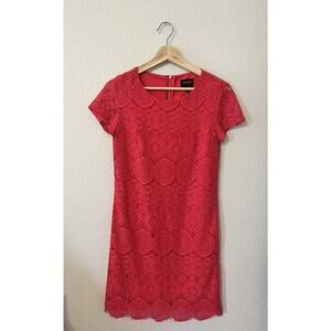 Laundry By Shelli Segal Cherry Red Lace Mini Dress Size 6